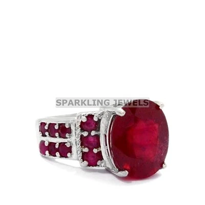 Flawless Ruby Oval Cut With 925 Sterling Silver Ring For Men #355 - Image 1 of 4