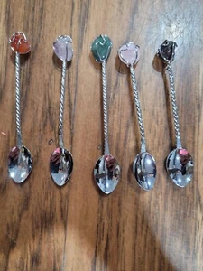 STILO DEMITASSE Juego de Cuchara Piedras Preciosas de Plata Retorcida Lote de 5 BRASIL Estilo - Imagen 1 de 7