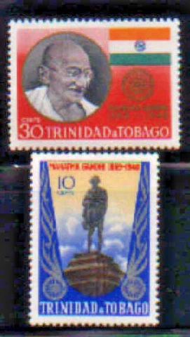 Mahatma Gandhi Honored Trinidad & Tobago #181 - 182 Mint NH 1970 Complete Set Cover