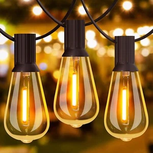 60' Outdoor String Lights LED Waterproof Shatterproof Vintage Bulbs Patio Gazebo - Picture 1 of 7