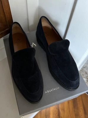 NEW in Box Aquatalia Kelsey Loafer Black Suede Lug Sole  Sz. 7.5 - Image 1 of 4