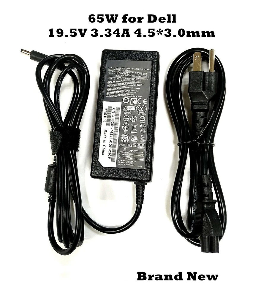 Dell 65W AC Power Adapter Laptop Charger Cord for Dell Inspiron 15-5567 5565 P66F