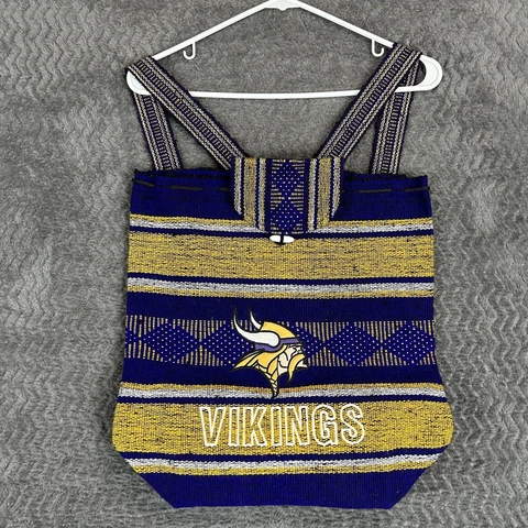 Minnesota Vikings Embroidered NFL Team Woven Backpack Bag Burlap Hemp Mexican Cover