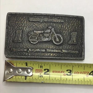 VTG 1974 Bergamot Brass Works Harley Davidson Freedom Machine Belt Buckle - Picture 1 of 9