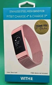 Banda de malla de acero inoxidable para Fitbit Charge 4 y Charge 3 - oro rosa - nueva en caja - Imagen 1 de 2