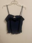 Free People intimately size L sapphire pleated spaghetti strap crop top NWT