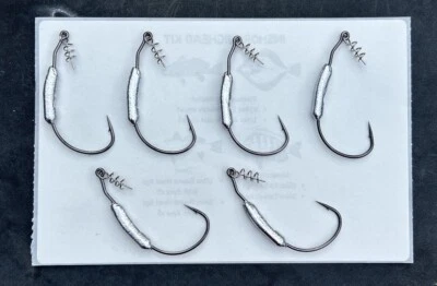 6 Pack Of Flutter/Weighted Swim Bait Hooks With Centering Pin Spring - Image 1 of 2