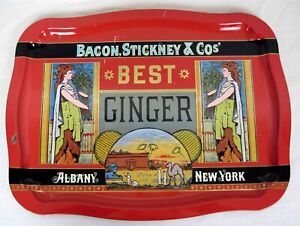 Vintage BACON, STICKNEY & COs' BEST GINGER Replica Serving Advertising Tray, 17"