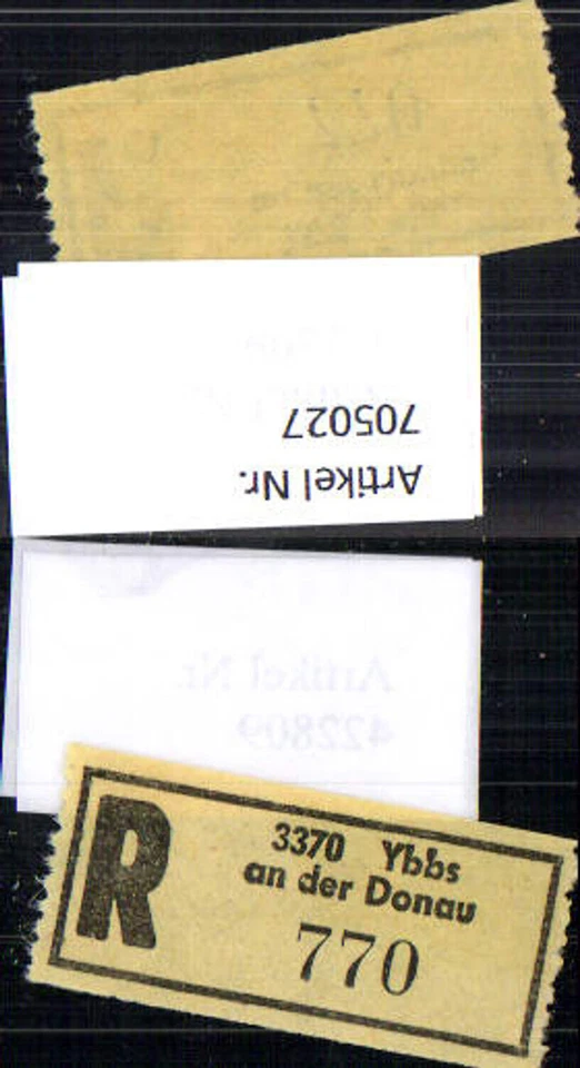 705027 Einschreibezettel Rekozettel R-Zettel Ybbs an der Donau - Bild 1 von 1