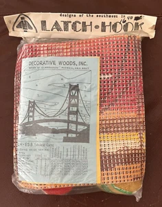 NEW 1970s Vintage Latch Hook Rug Kit Golden Gate Bridge at Sunset Sealed - Picture 1 of 3