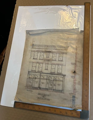 Dibujos arquitectónicos antiguos del edificio histórico Hosmer Buffalo Nueva York Foto 1 de 4