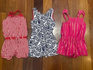 (3) Girl 4 4T Summer Shorts Rompers Red White Gingham Vineyard Vines Pink Gold - Picture 1 of 1