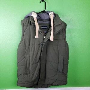 Foreign Exchange Mens Green Puffy Vest With Detachable Hood Size XL - Picture 1 of 12