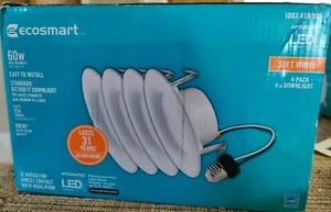 4-Pack EcoSmart LED Soft White Integrated  Recessed Trim Retrofit Downlight 4" - Picture 1 of 5