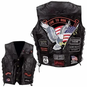 Gilet Jacket en Cuir Aigle Live To Ride Route 66 - Bikers country grande taille - Imagen 1 de 11