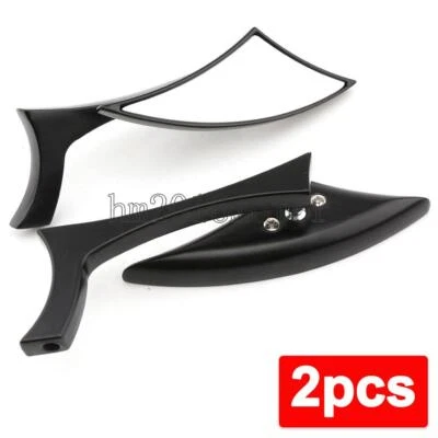Espejos retrovisores de hoja negra para motocicleta Harley Cruiser Bobber Chopper Honda Foto 1 de 4