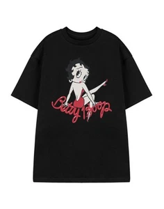 Betty Boop Black Leg Short Sleeved T-Shirt Womens - Picture 1 of 8