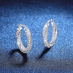 S925 Sterling Silver Moissanite Mobius Earrings 1.3 Ct Moissanite Stud Earrings - Picture 1 of 9