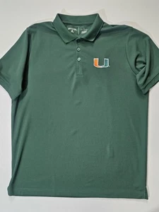 Miami Hurricanes Golf Polo Mens Large Green Team Logo Antigua NCAA Preppy Casual - Picture 1 of 6