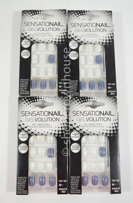 4 uñas prensadas con acabado brillante en gel Sensationail Gelvolution #72139 gris y blanco Foto 1 de 2