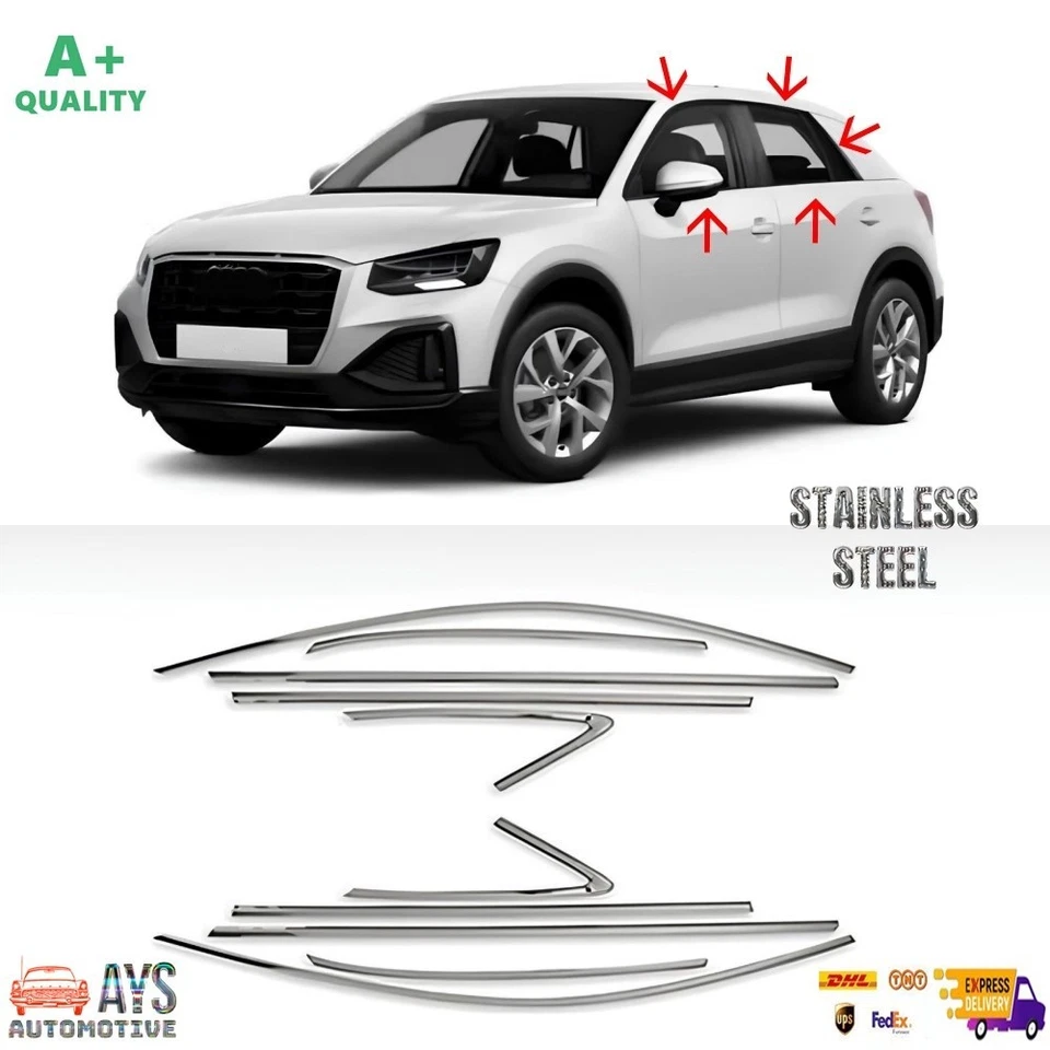 Marco de ventana cromado para Audi Q2 10 piezas Modelos 2016 en adelante. Acero inoxidable Foto 1 de 4
