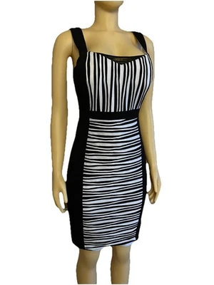 JAX Midi Tank Top Dress Womens Black & White Stripe Sleeveless Size 8 Foto 1 de 4