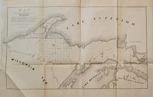1849 B&W General Land Office GLO mapa península norte superior Michigan - Imagen 1 de 11