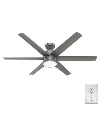 Hunter Solaria Ceiling Fan  60" Matte Silver Indoor Or Outdoor Remote ETL Rated - Image 1 of 4