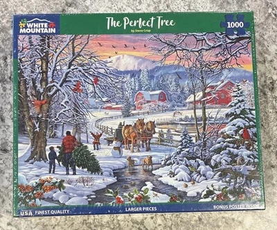 White Mountain The Perfect Tree Winter Puzzle 1000 Pieces w/ Poster New & Sealed - Image 1 of 3