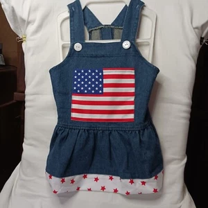 TOP PAW DENIM DOG DRESS RED N WHITE CUTE -MEDIUM -NEW WITHOUT TAGS 4TH OF JULY - Picture 1 of 4