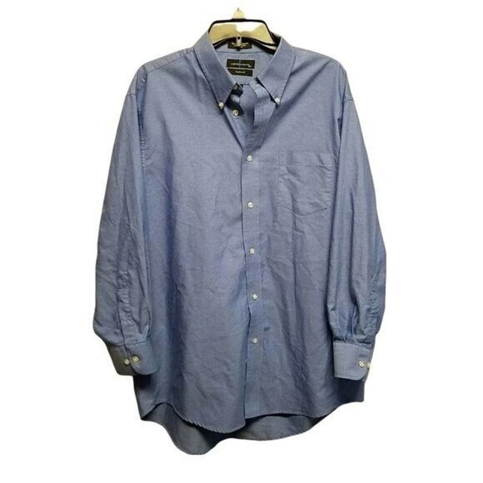 Camisa de vestir Statements para hombre talla 17 azul liso manga larga Foto 1 de 4