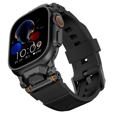 Pulseira de borracha de silicone para Apple Watch Ultra/10/9/8/7/SE/6/5/4/3 conector de metal - Imagem 1 de 4