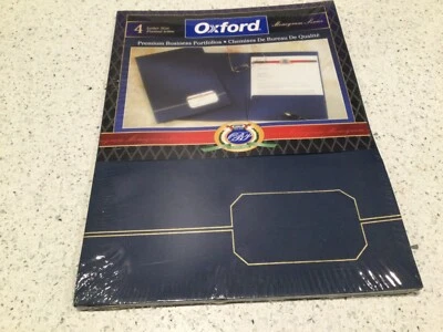Paquete de 4 portafolios de negocios con monograma Oxford letras azules y doradas tamaño 8,5" X 11" Foto 1 de 2