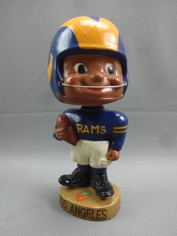 Vintage 1962 Los Angeles Rams Head Nodder Bobblehead Black w Upturned Toes Early Cover