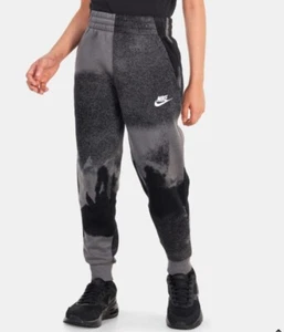 Nike Kids' Club Fleece Washed Allover Print Joggers Gray/Black Size M - Picture 1 of 2