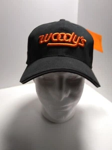 Woody's Hat Adjustable Strapback Cap Black Orange Woody's Wear 100% Cotton - Picture 1 of 9