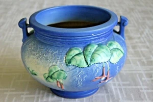 ROSEVILLE ~ "Fuchsia" Jardiniere Cir1938 Pot/Planter ~ Blue #645 ~ 6-3/4" ~ VGUC - Picture 1 of 11