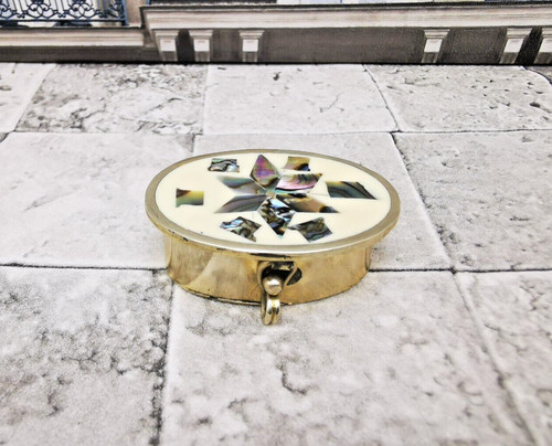 KENZO Portapillole vintage piccolo portapillole in alpacca smaltata argento AA13