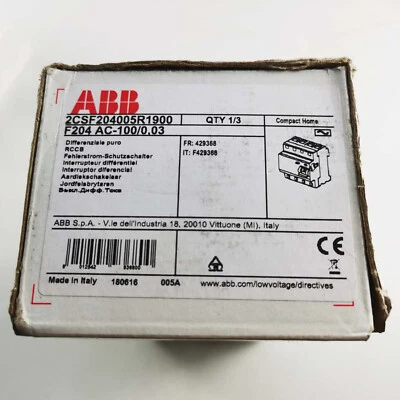 1PCS Abb operated circuit breaker F204 AC-100/0.03 new - Image 1 of 4