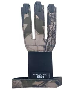 Hunt & Seek Camouflage drei Finger Stoff Bogenschießen Handschuh Finger Tab Zubehör - Bild 1 von 5