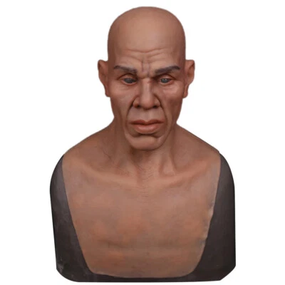 Silicone Realistic Man Face Mask Prop Head Hoods Cosplay Halloween Crossdresser  - Image 1 of 4