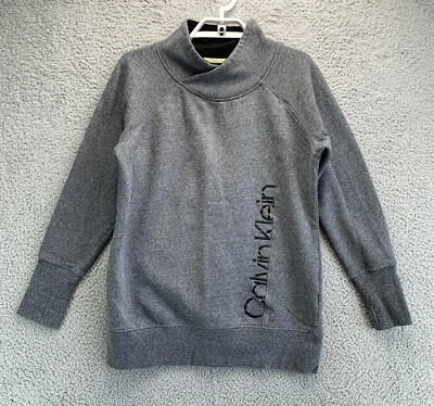 Moletom Calvin Klein feminino grande cinza gola capuz soletrar pulôver atlético - Imagem 1 de 4