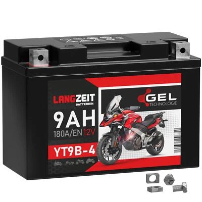 Langzeit YT9B-4 Motorradbatterie GEL 9Ah 12V 180A/EN 50801 50815 YT9B-BS GT9B-4 - Bild 1 von 4