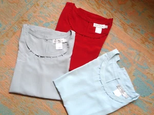CATHY CHE - GRAY - RED - LT BLUE - 3 SLEEVELESS TOPS - SZ LGE - NEW - Picture 1 of 4