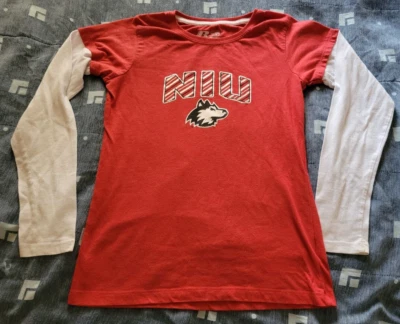 Camiseta Russell NIU roja/blanca/plateada con logotipo de perro husky para niños manga larga en capas XL Foto 1 de 4