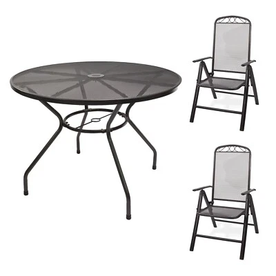 Gartenmöbel Metall 1 x Tisch rund 100x72 + 2 x Stuhl Set Garten Sitzgruppe - Bild 1 von 4