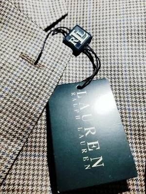 42L Ralph Lauren Silk wool tweed blue/brown Windowpane Blazer sport Coat Jacket - Imagem 1 de 4