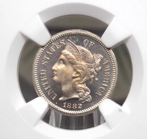 1882 Proof Three Cent Nickel *OBSOLETE* 3CN NGC PF65 CAMEO #007 ECC&C, Inc. - Picture 1 of 8