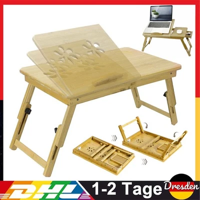 Bambus Laptoptisch Notebooktisch für Bett Tisch Laptop Stand  Desk klappbarer - Bild 1 von 4