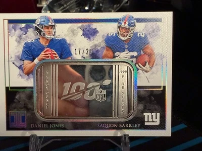 💎 2019 Impeccable Daniel Jones & Saquon Barkley Silver Bar /20 – Giants Duo! 💎 - Image 1 of 2